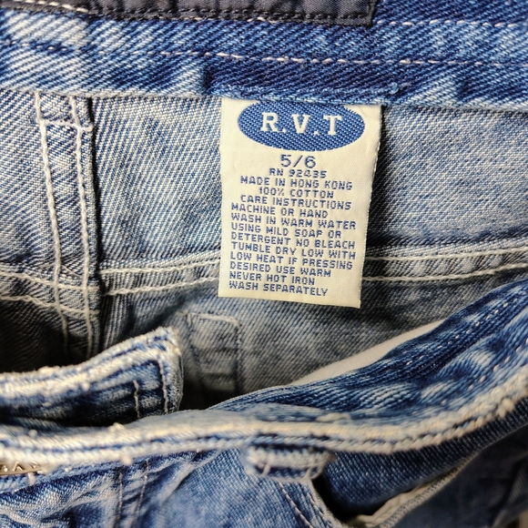 R.V.T Serve Piping Hot Patchwork Blue Jeans Sz 5/6 High Rise Straight Leg NWOT - Picture 4 of 15